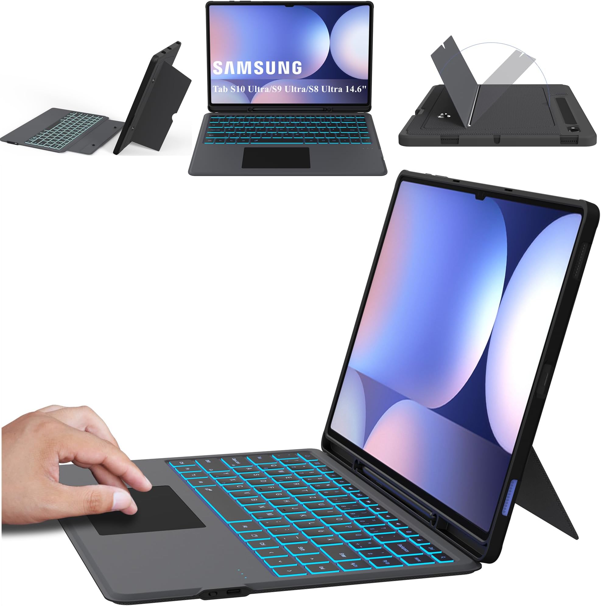 Samsung Galaxy Tab S10 Plus/S10 Plus 5G/ S9 Plus/ S9 FE Plus/ S9FE Plus 5G - Book Cover Keyboard - AI Key - Nordic 3