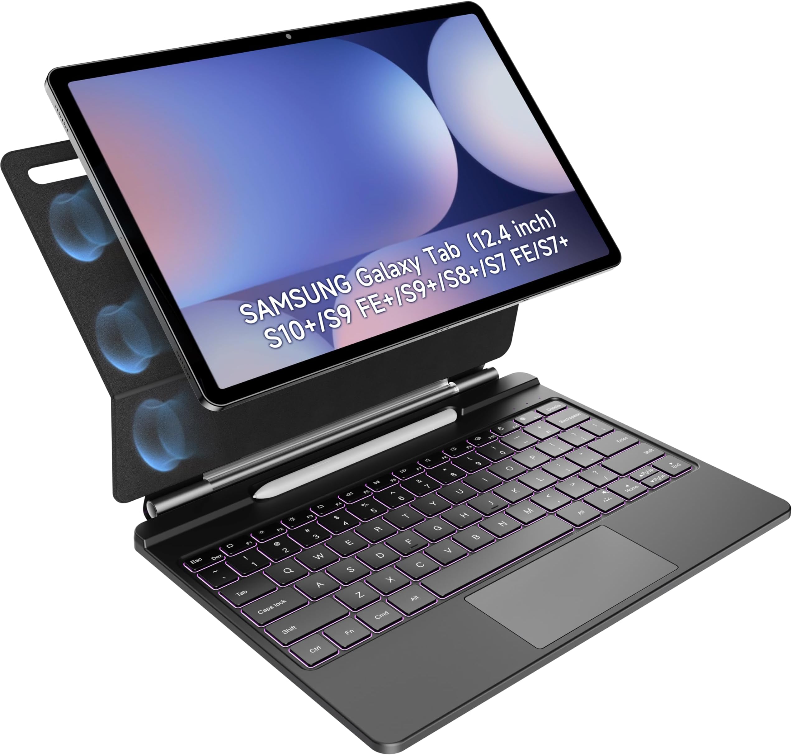 Samsung Galaxy Tab S10 Plus/S10 Plus 5G/ S9 Plus/ S9 FE Plus/ S9FE Plus 5G - Book Cover Keyboard - AI Key - Nordic 2