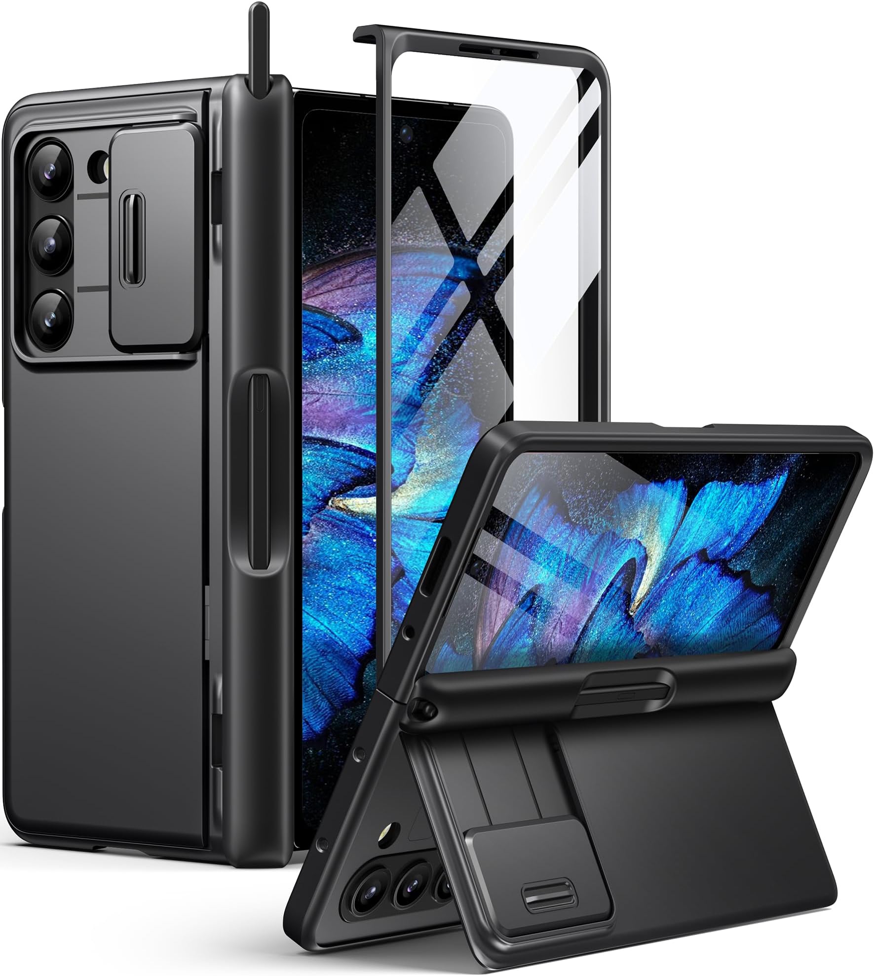 Samsung Galaxy Z Fold5 - Standing Case with Strap - Black